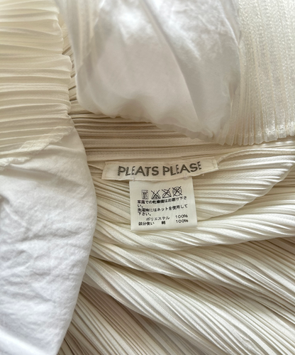 Pleats Please swirl pleats short sleeve button shirt