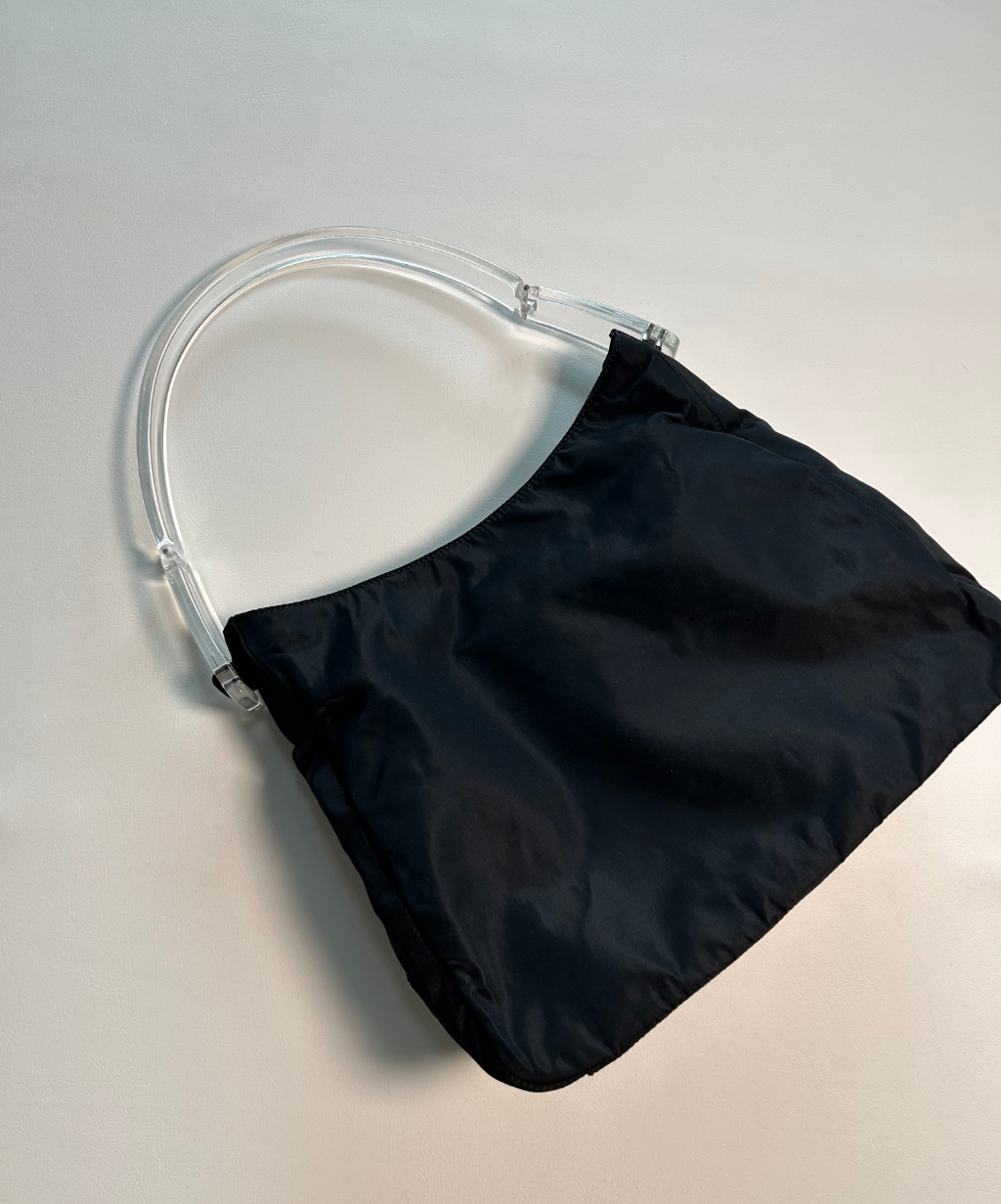 Vintage Prada SS98 Nylon Bag with Clear Acrylic Handle (S Vintage Prada SS98 Nylon Bag with Clear Acrylic Handle (S