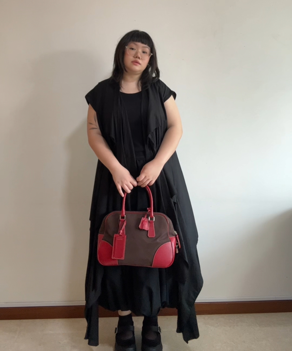 Prada 2000s Bowling Canapa Cinghi Leather Canvas Bag