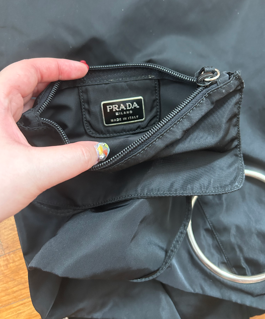 Vintage Prada 'O' Ring Handle Tessuto Nylon Bag with Purse