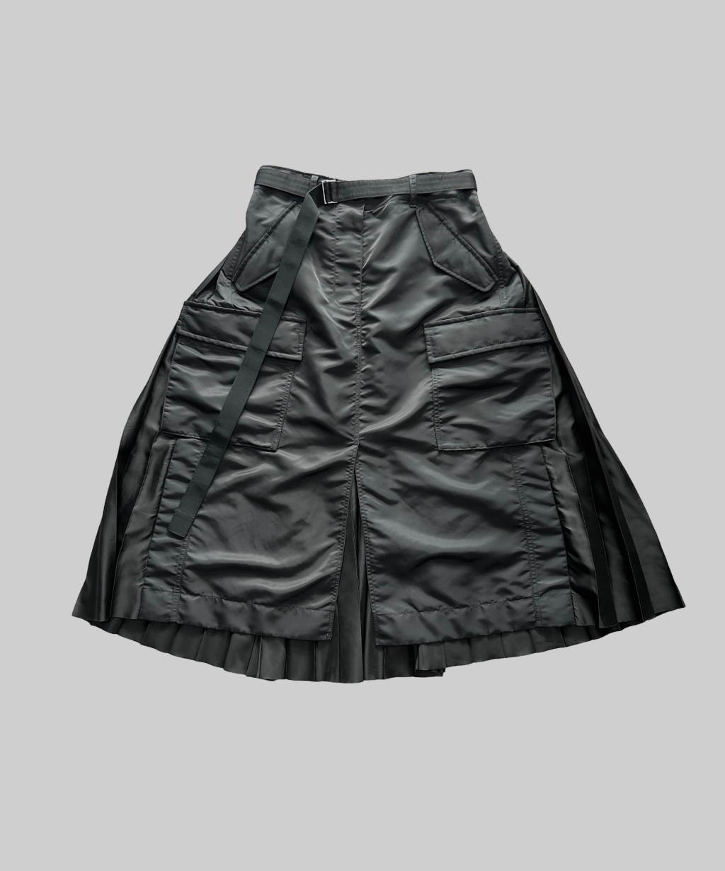 Sacai Nylon Twill Back Pleated Cargo Skirt