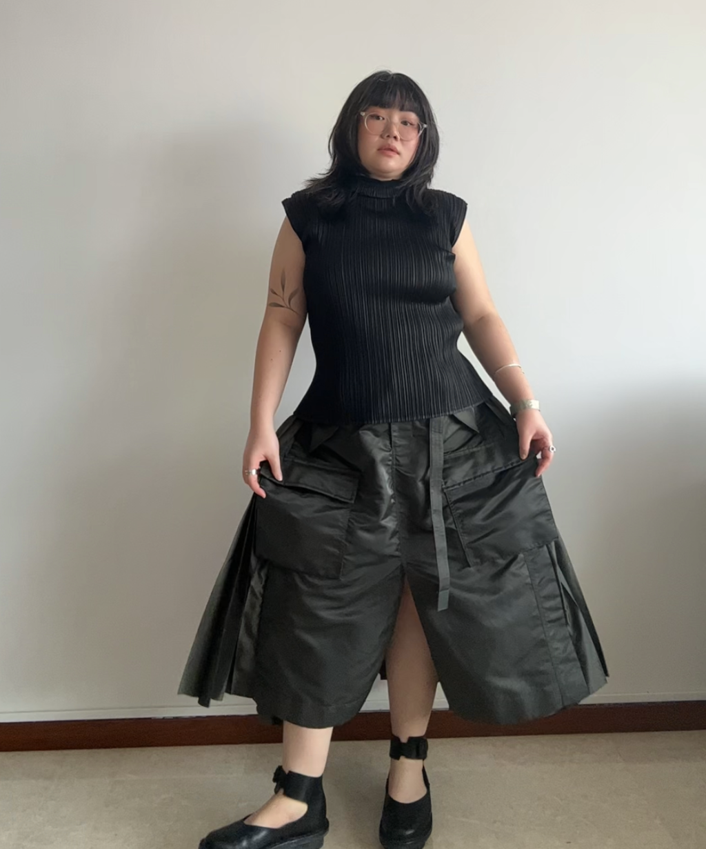 Sacai Nylon Twill Back Pleated Cargo Skirt