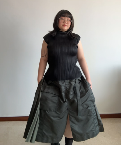 Sacai Nylon Twill Back Pleated Cargo Skirt