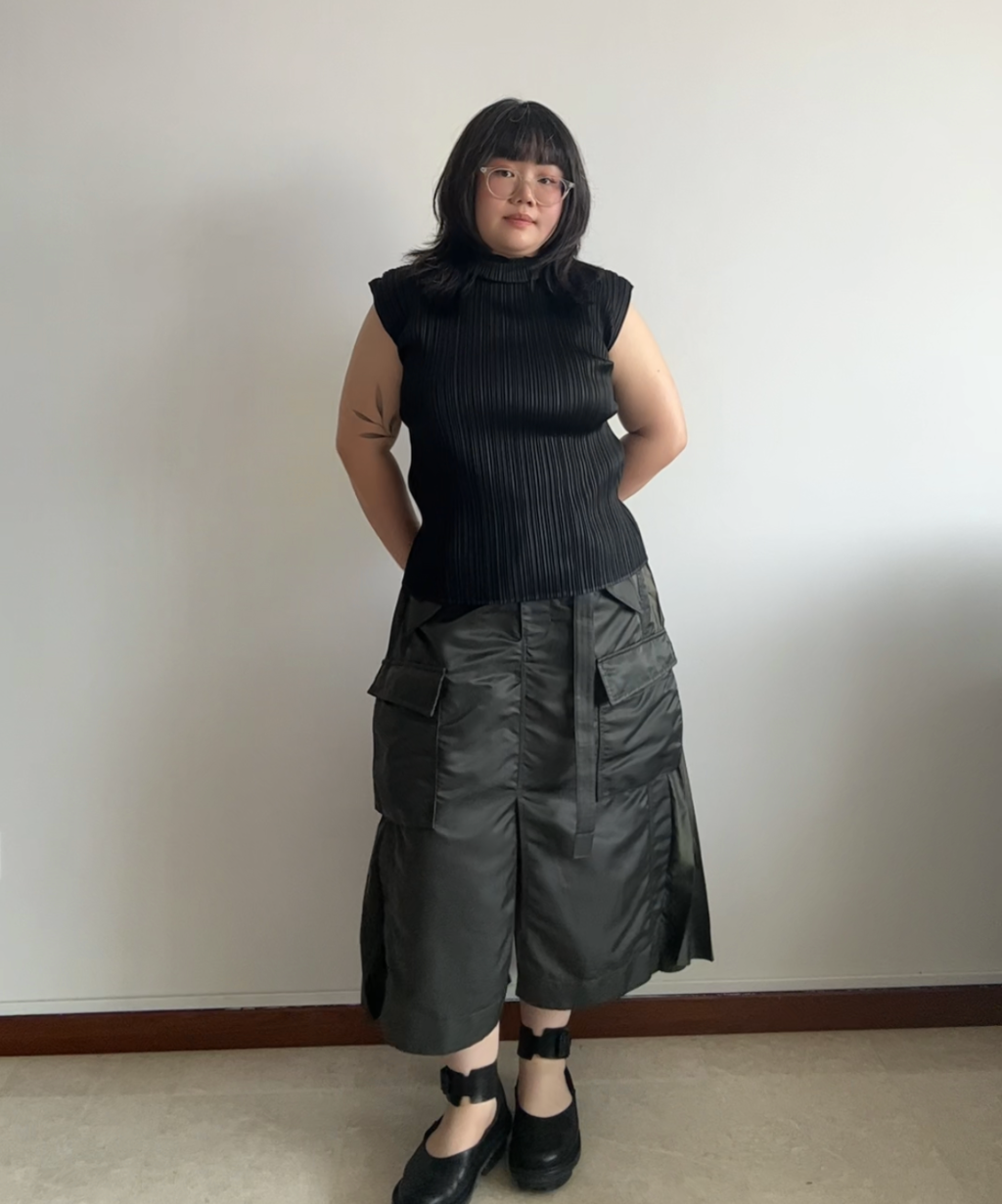 Sacai Nylon Twill Back Pleated Cargo Skirt