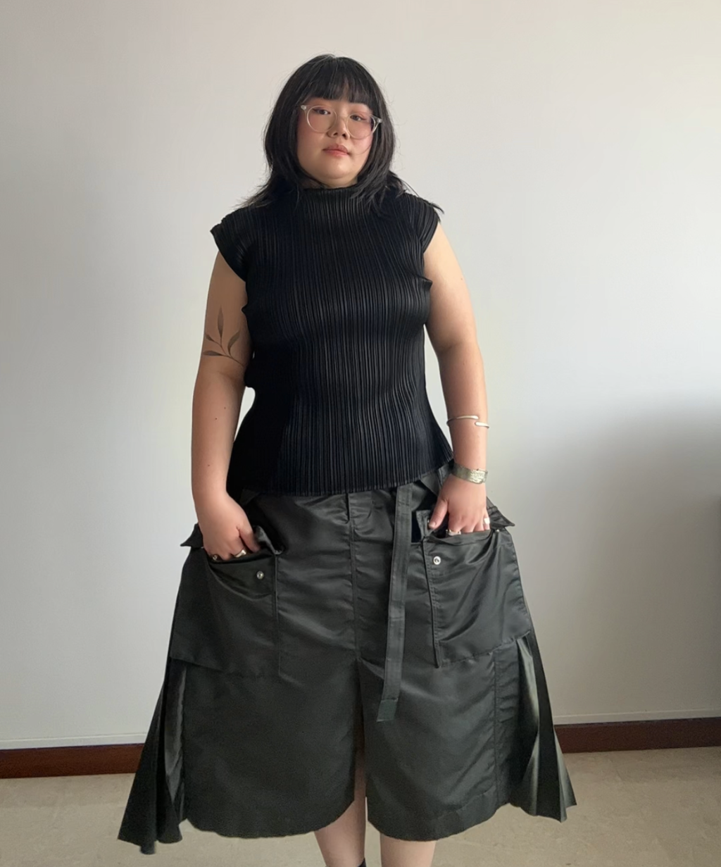Sacai Nylon Twill Back Pleated Cargo Skirt
