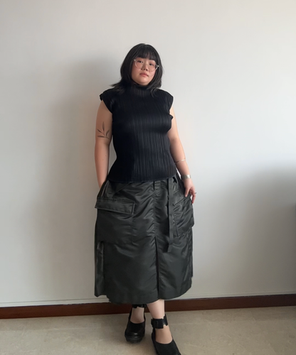 Sacai Nylon Twill Back Pleated Cargo Skirt