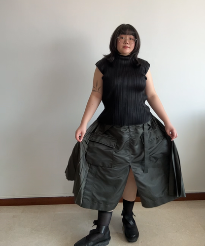 Sacai Nylon Twill Back Pleated Cargo Skirt