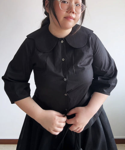 Tricot Comme des Garcons SS20 petal collar 3/4 sleeve blouse