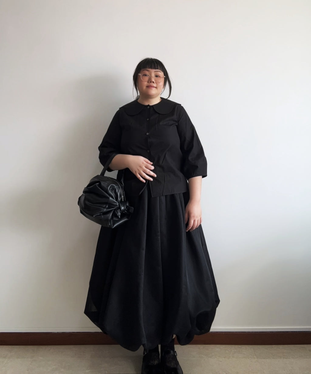 Tricot Comme des Garcons SS20 petal collar 3/4 sleeve blouse