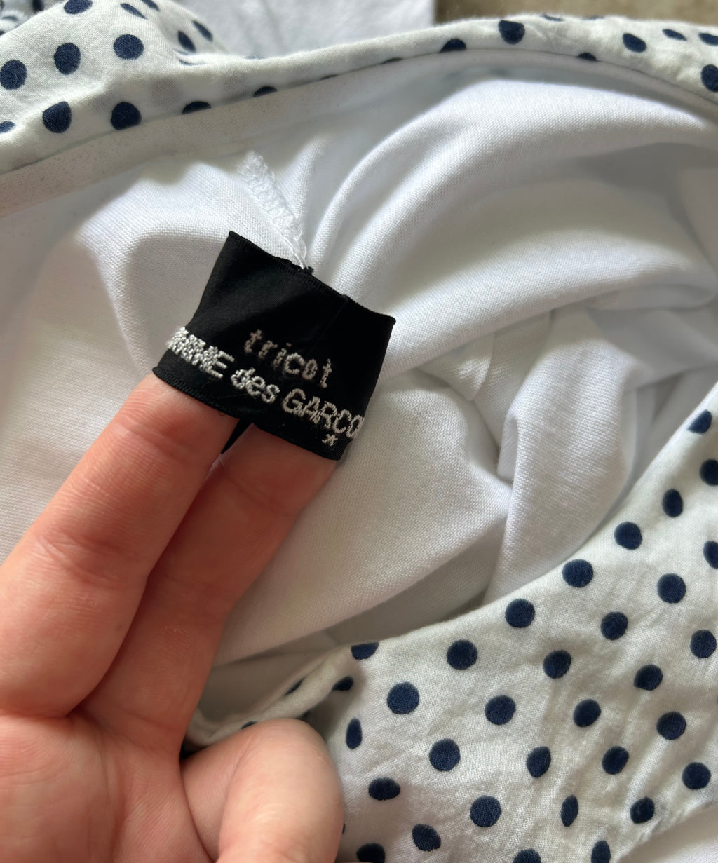 Tricot Comme des Garcons SS18 Polka Dot Peterpan Collar Blouse