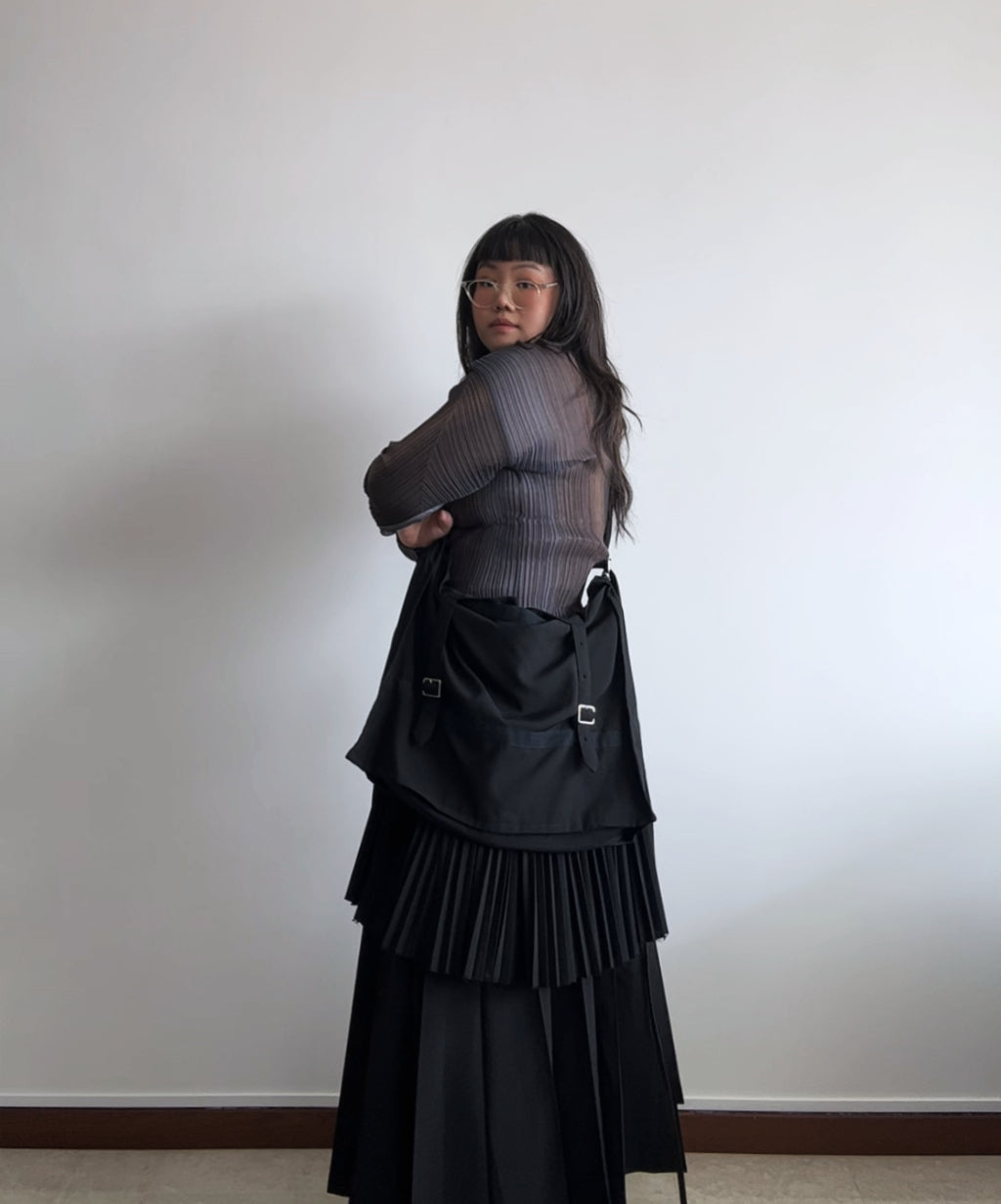 Tricot Comme des Garcons 2-way satchel bag with layered pleats