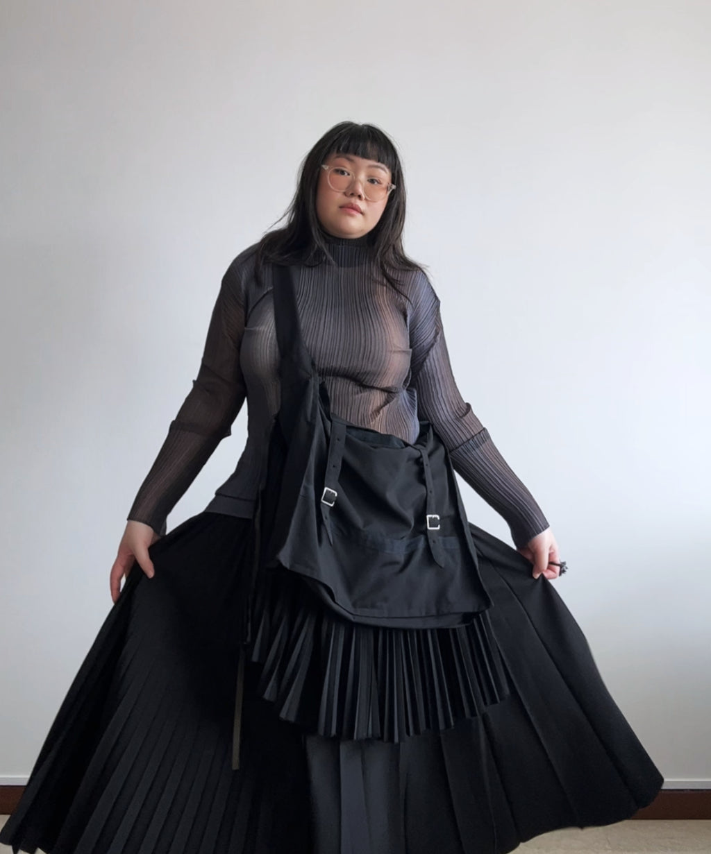 AAA 希少 tricot COMME des GARCONS Tricot Comme des Garcons 2-way satchel bag with layered pleats