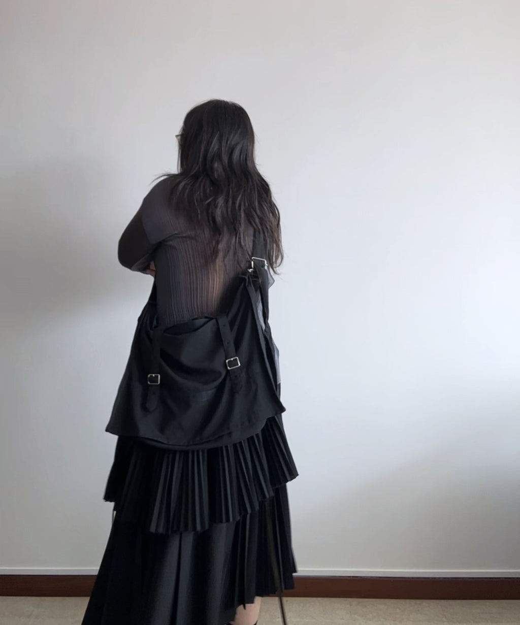 Tricot Comme des Garcons 2-way satchel bag with layered pleats