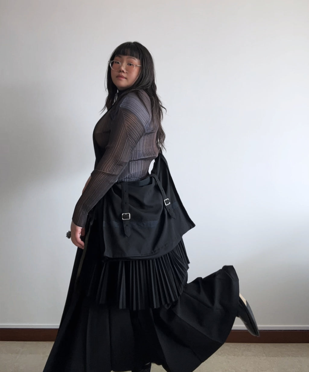 Tricot Comme des Garcons 2-way satchel bag with layered pleats