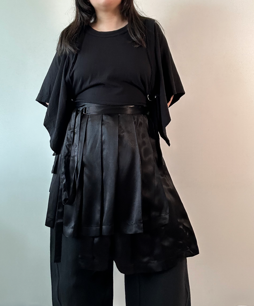 Y's by Yohji Yamamoto Asymmetrical Pleated Wrap Skirt