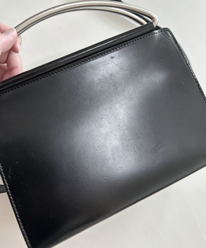 Y`saccs Yohji Yamamoto 2-way Metal Handle Leather Bag