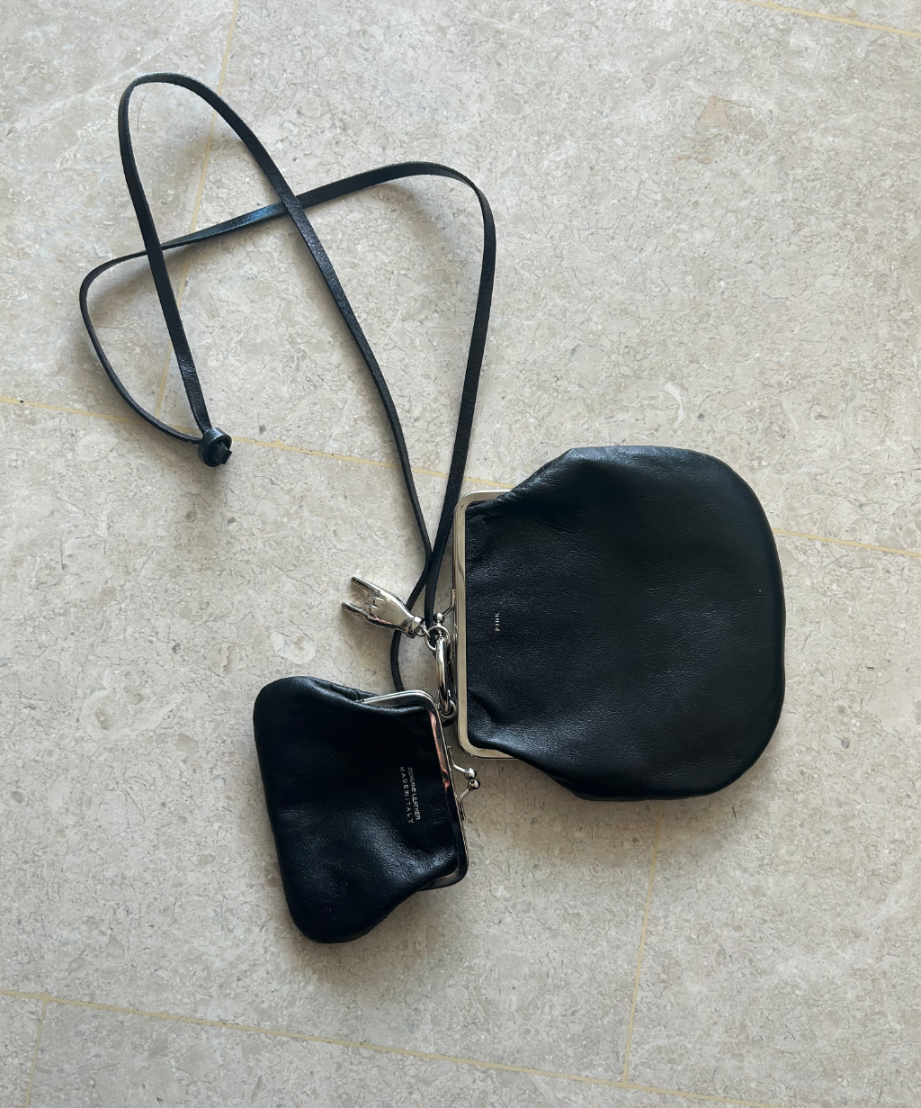 Y's Pink Double Kiss Lock Leather Purse