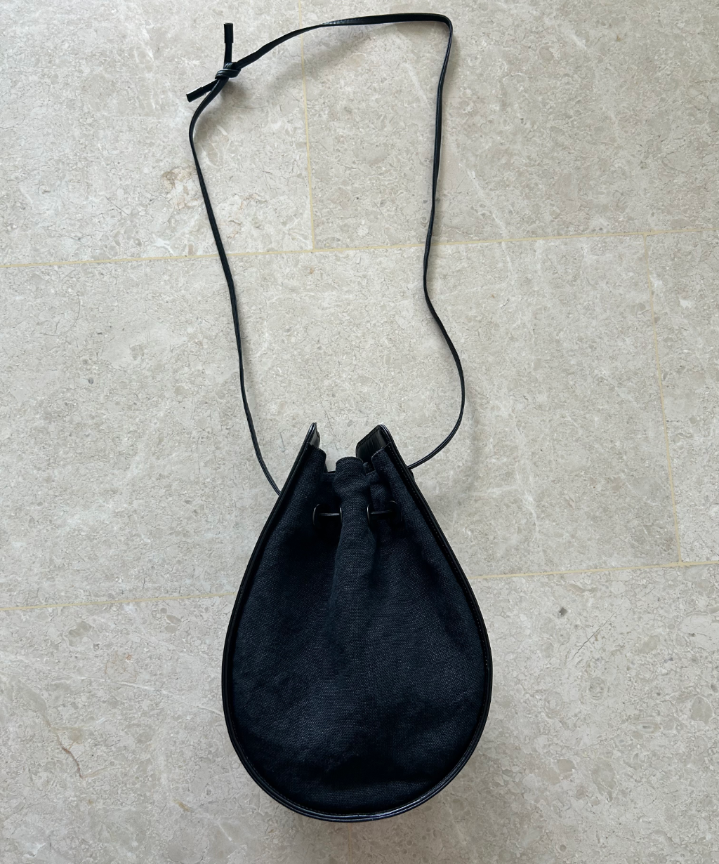 Y's U-shaped Leather Canvas Bag