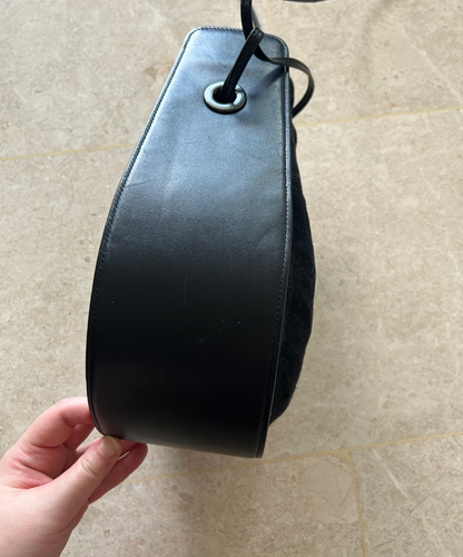 Y's U-shaped Leather Canvas Bag