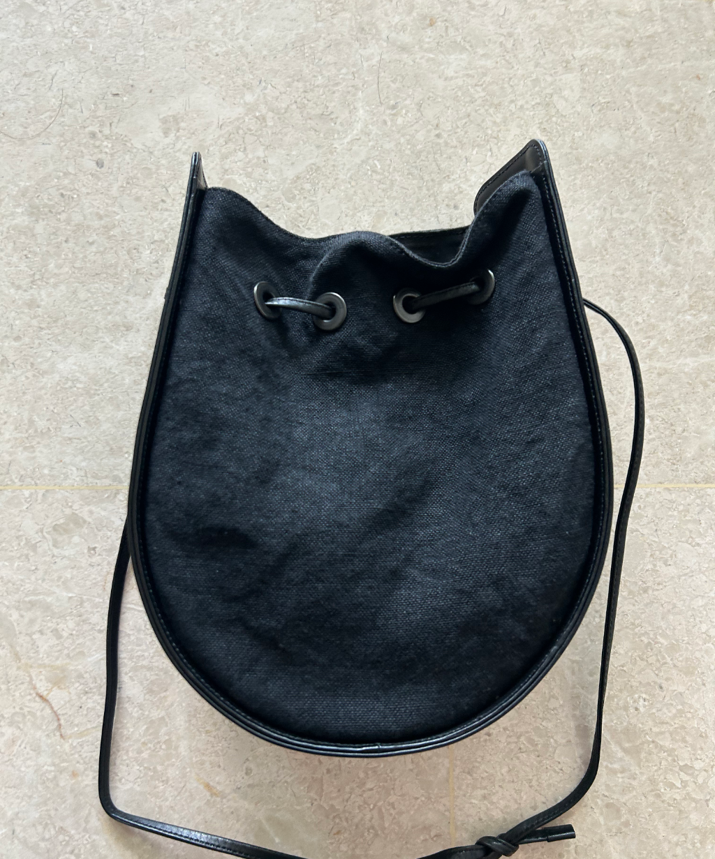 Y's U-shaped Leather Canvas Bag