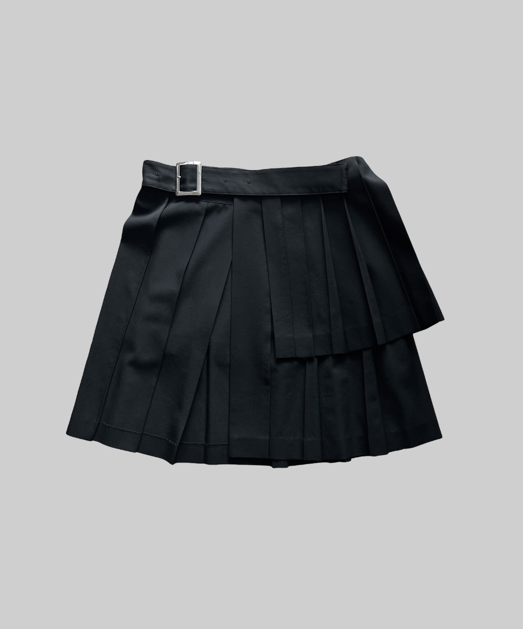 Y's AW03 Double Layer Pleated Wrap Wool Skirt