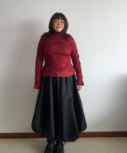 Yoshiki Hishinuma Orbit Crinkle Pleats Peplum Top