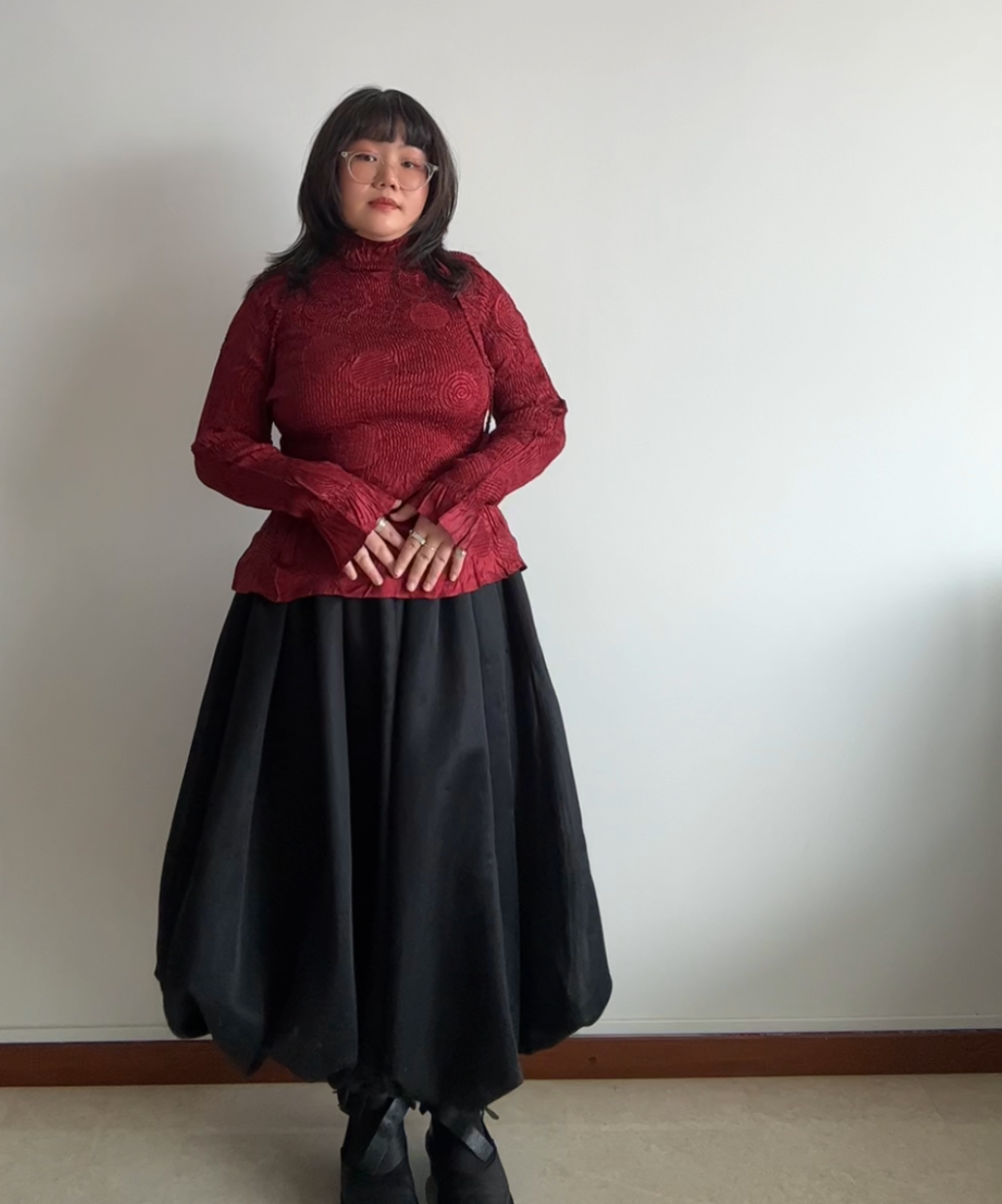 Yoshiki Hishinuma Orbit Crinkle Pleats Peplum Top