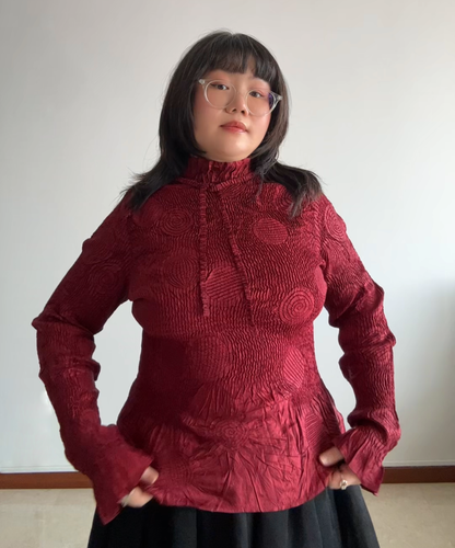 Yoshiki Hishinuma Orbit Crinkle Pleats Peplum Top