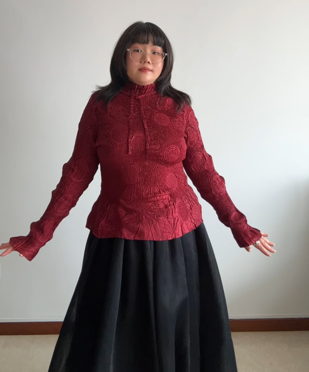 Yoshiki Hishinuma Orbit Crinkle Pleats Peplum Top