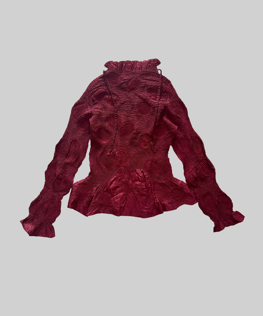 Yoshiki Hishinuma Orbit Crinkle Pleats Peplum Top