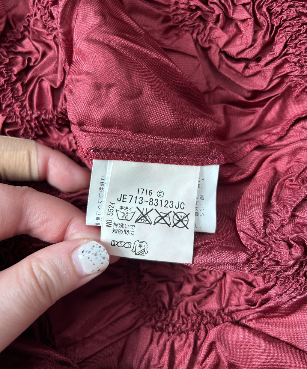 Yoshiki Hishinuma Burgundy Flower Applique Shirt