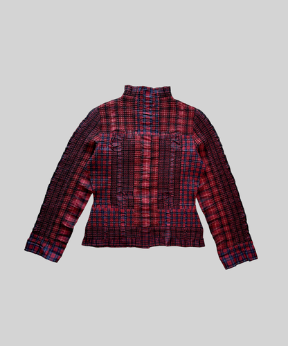 Yoshiki Hishinuma Plaid Shirred Long Sleeve Top