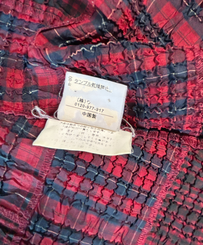 Yoshiki Hishinuma Plaid Shirred Long Sleeve Top