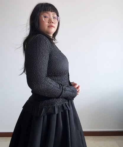 Yoshiki Hishinuma PEPLUM crinkle pleats button shirt