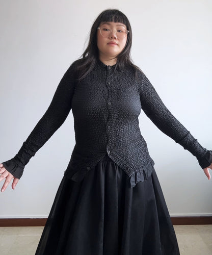 Yoshiki Hishinuma PEPLUM crinkle pleats button shirt