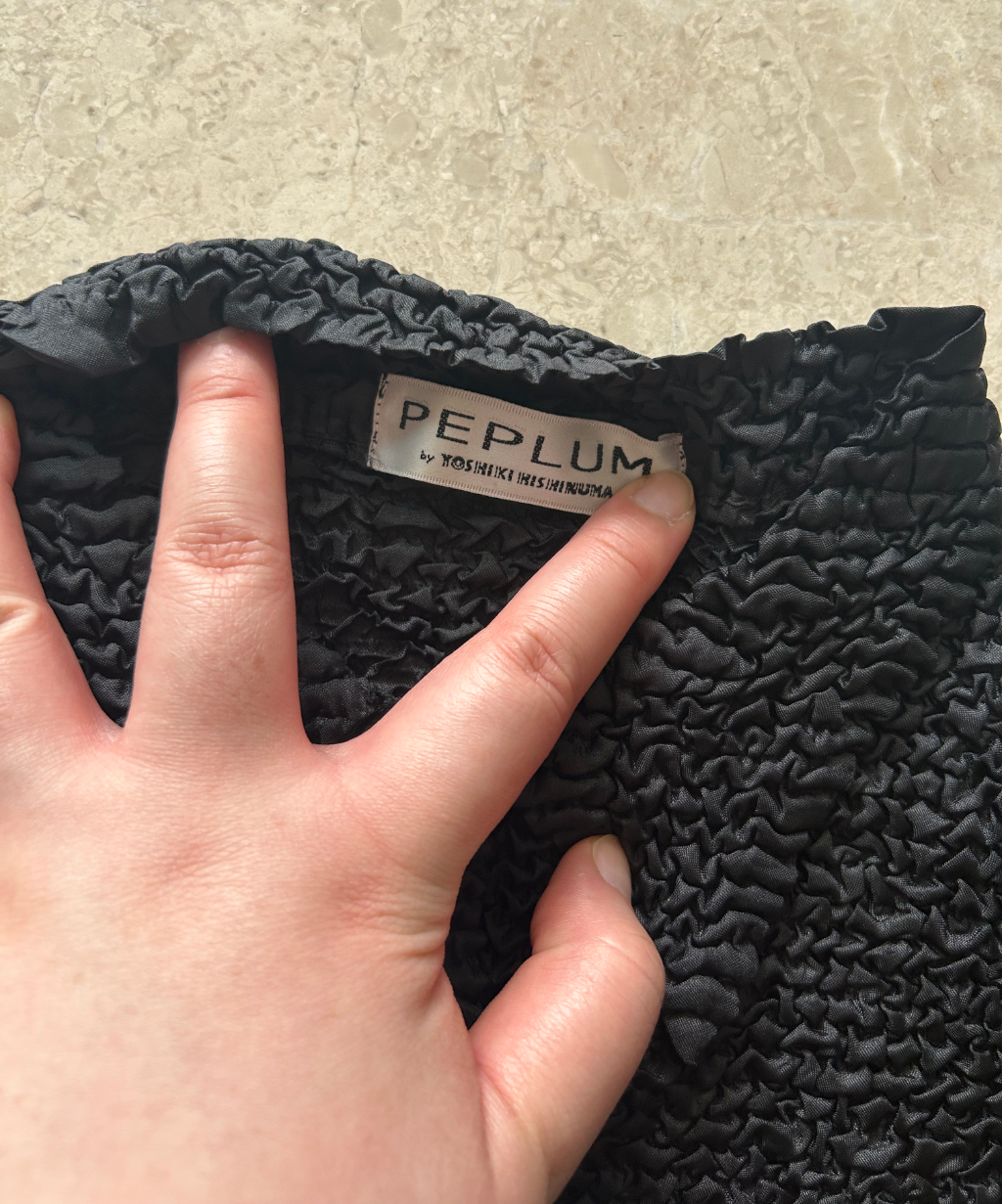 Yoshiki Hishinuma PEPLUM crinkle pleats button shirt