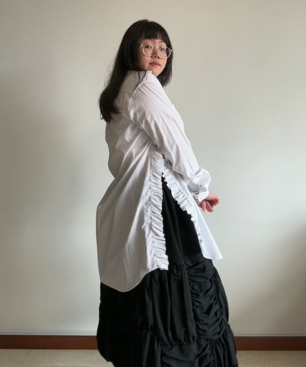 BLACK Comme des Garcons Side Ruffle Shirt – Comme Please BLACK Comme des Garcons Side Ruffle Shirt – Comme Please