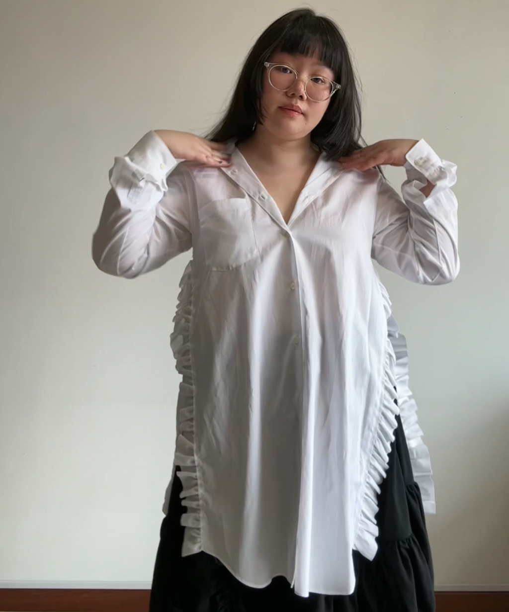 BLACK Comme des Garcons Side Ruffle Shirt – Comme Please BLACK Comme des Garcons Side Ruffle Shirt – Comme Please