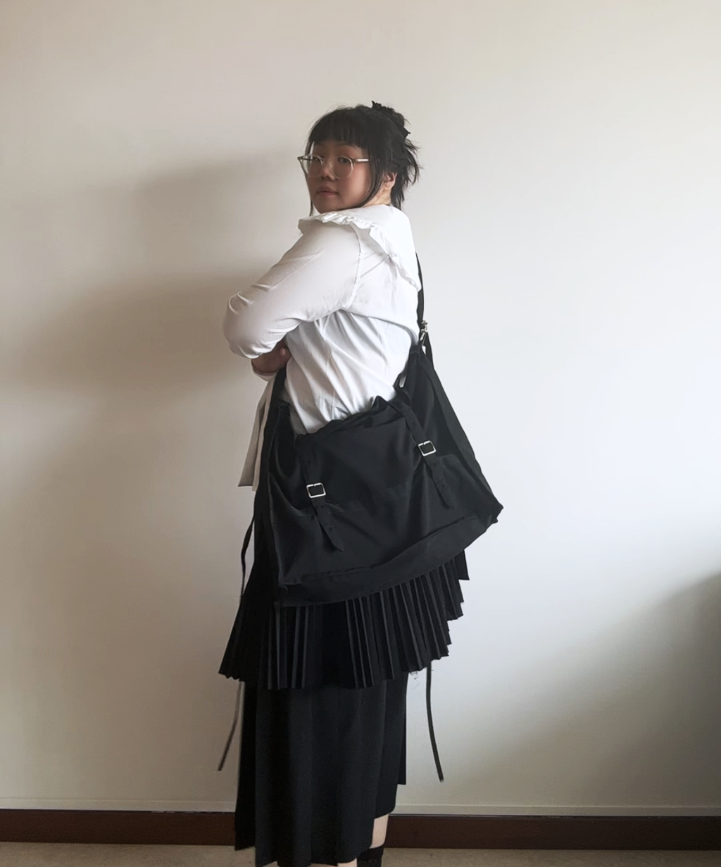 Tricot Comme des Garcons 2-way satchel bag with layered pleats