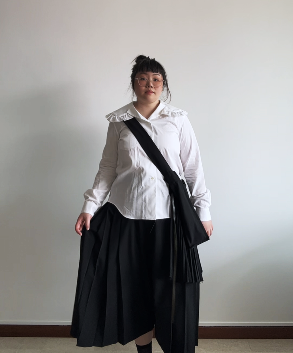 Tricot Comme des Garcons 2-way satchel bag with layered pleats
