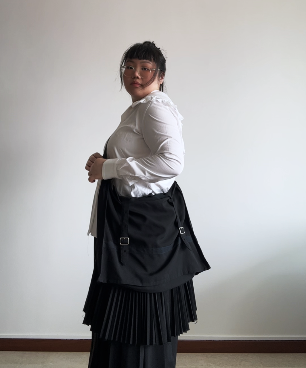 Tricot Comme des Garcons 2-way satchel bag with layered pleats