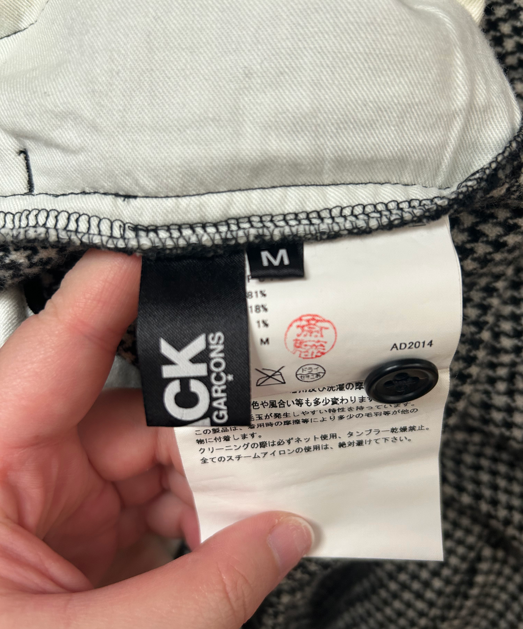 Black Comme des Garcons AW14 Houndstooth Balloon Wool Pants