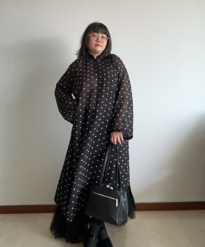 Comme des Garcons SS20 Mandarin Collar Polka Dot Sheer Dress (BNWT, Condition 10/10)