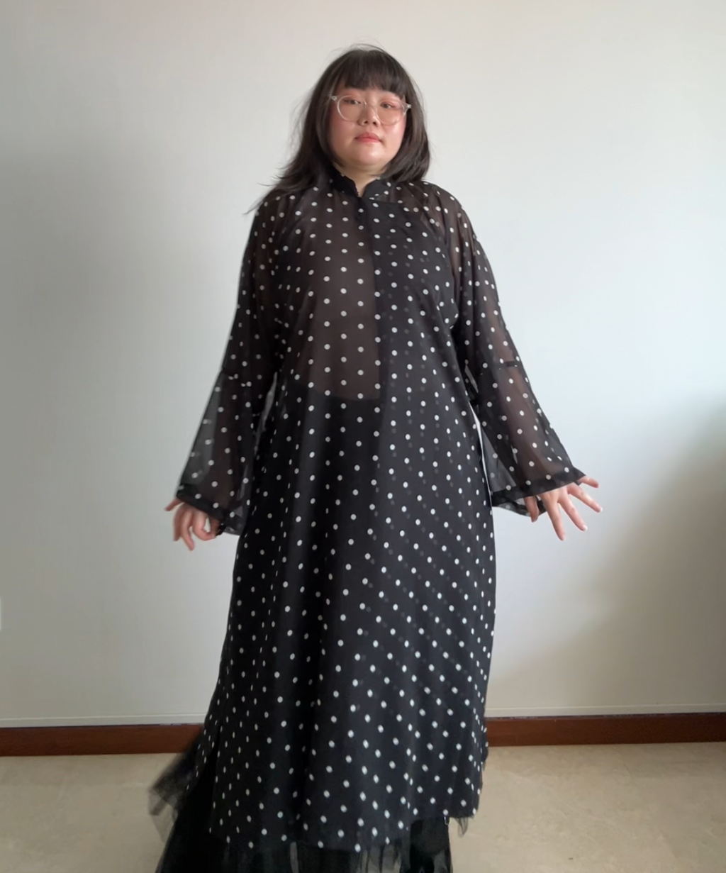Comme des Garcons SS20 Mandarin Collar Polka Dot Sheer Dress (BNWT, Condition 10/10)