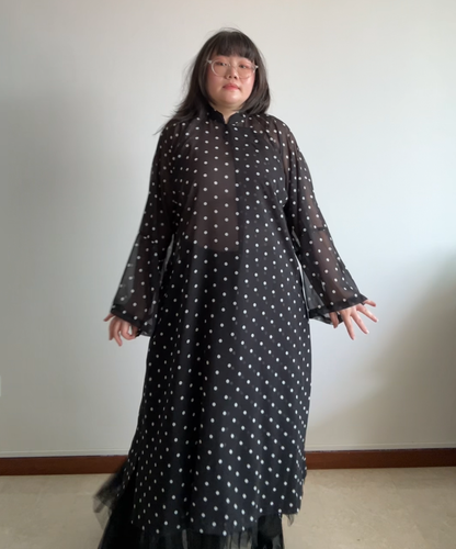 Comme des Garcons SS20 Mandarin Collar Polka Dot Sheer Dress (BNWT, Condition 10/10)