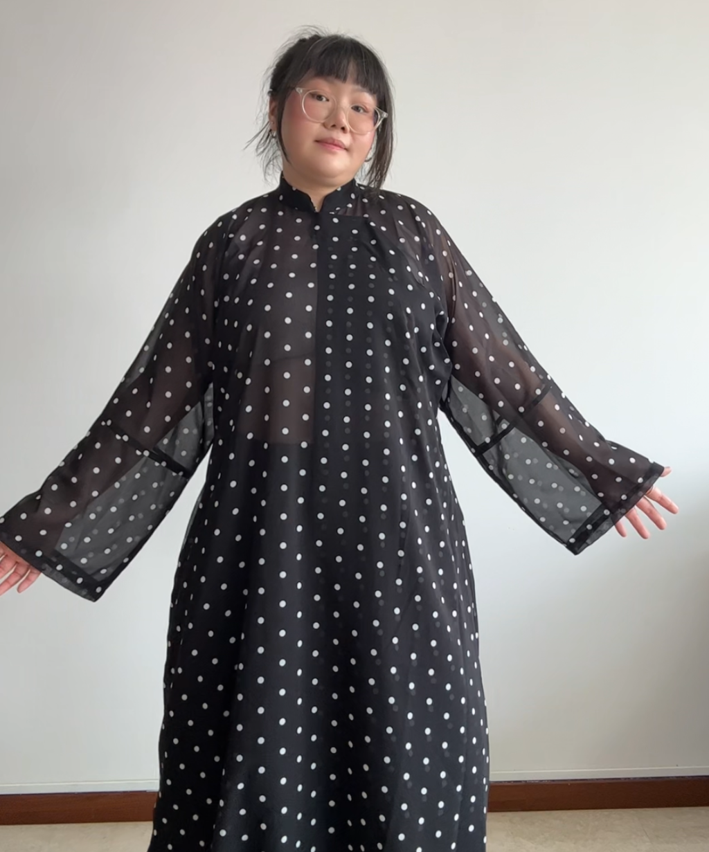 Comme des Garcons SS20 Mandarin Collar Polka Dot Sheer Dress (BNWT, Condition 10/10)