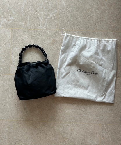 Christian Dior 2000 Beaded Handle Nylon Handbag