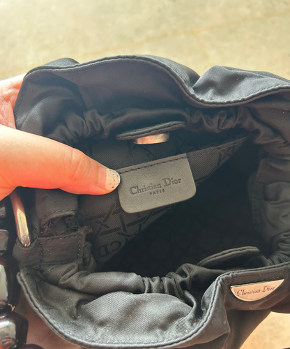 Christian Dior 2000 Beaded Handle Nylon Handbag