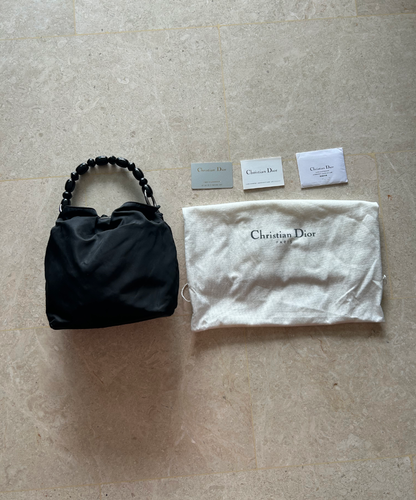 Christian Dior 2000 Beaded Handle Nylon Handbag