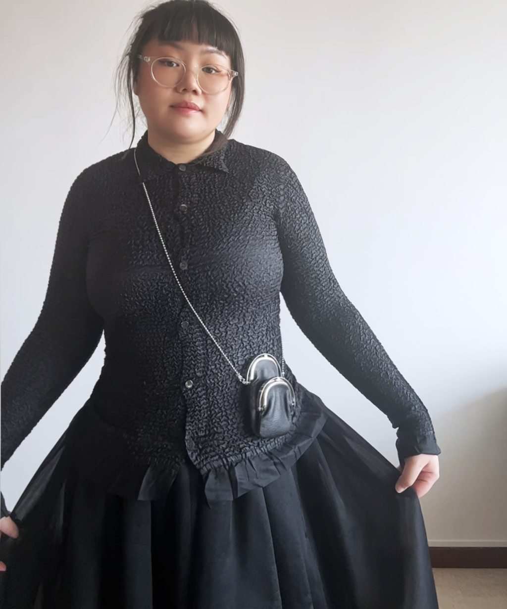 Yoshiki Hishinuma PEPLUM crinkle pleats button shirt